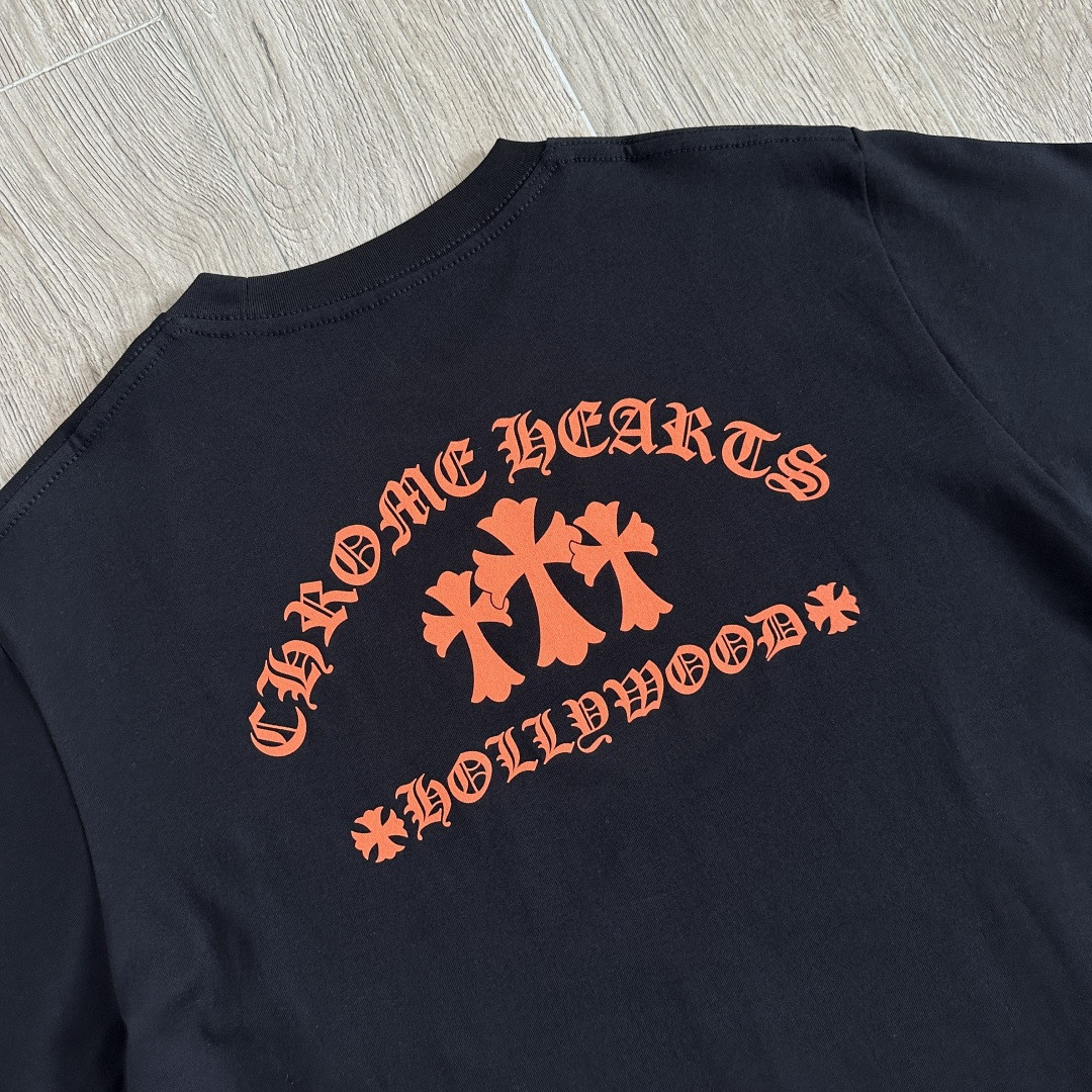 Chrome Hearts CH 克罗心 橙色十字架圆领短袖 T恤 白色 黑色 A0  