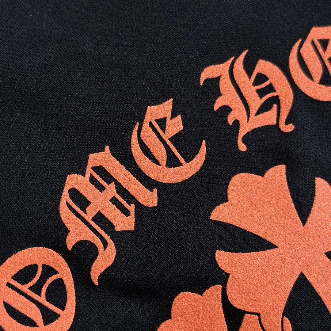 Chrome Hearts CH 克罗心 橙色十字架圆领短袖 T恤 白色 黑色 A0  