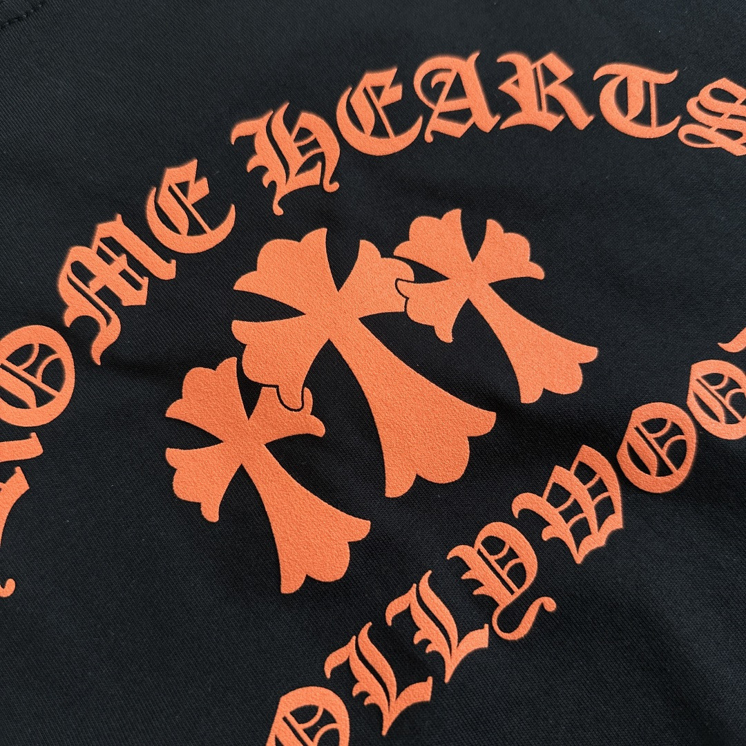 Chrome Hearts CH 克罗心 橙色十字架圆领短袖 T恤 白色 黑色 A0  