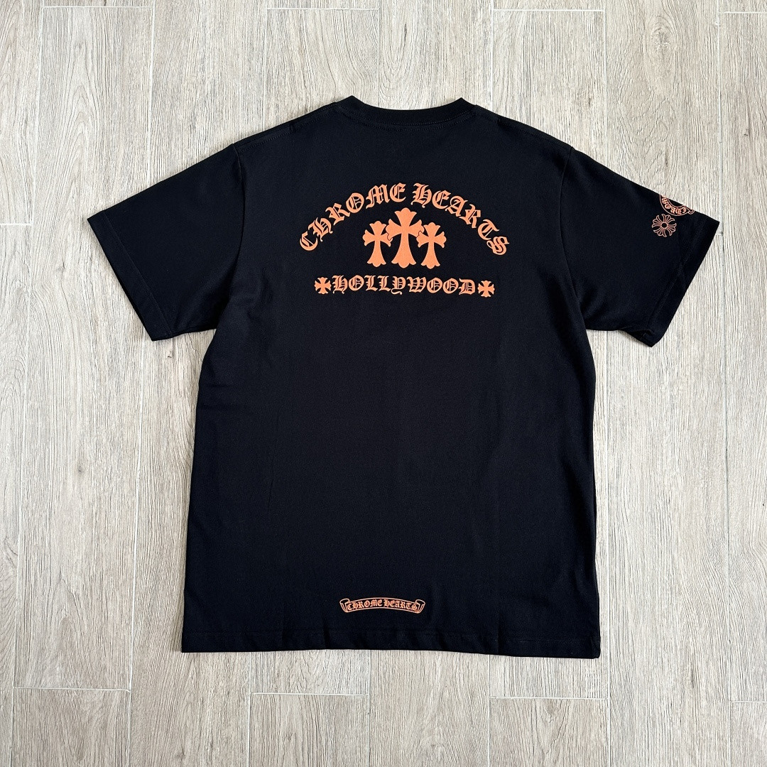 Chrome Hearts CH 克罗心 橙色十字架圆领短袖 T恤 白色 黑色 A0  