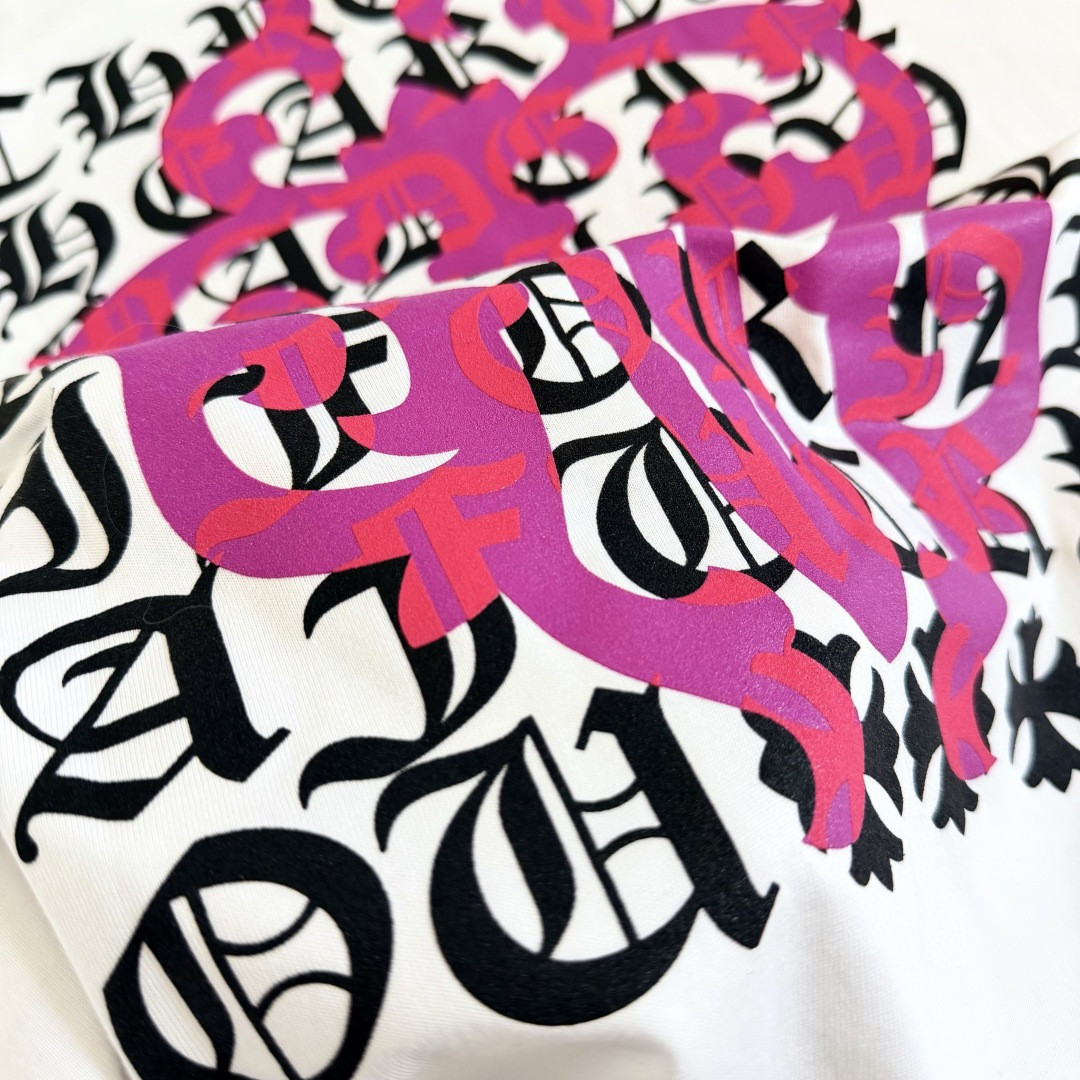 Chrome Hearts CH 克罗心 紫色宝剑匕首满背字母圆领短袖 T恤 白色 黑色 A0  