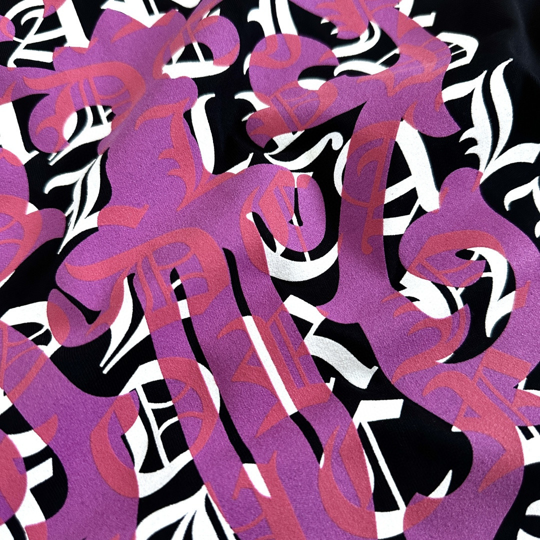 Chrome Hearts CH 克罗心 紫色宝剑匕首满背字母圆领短袖 T恤 白色 黑色 A0  