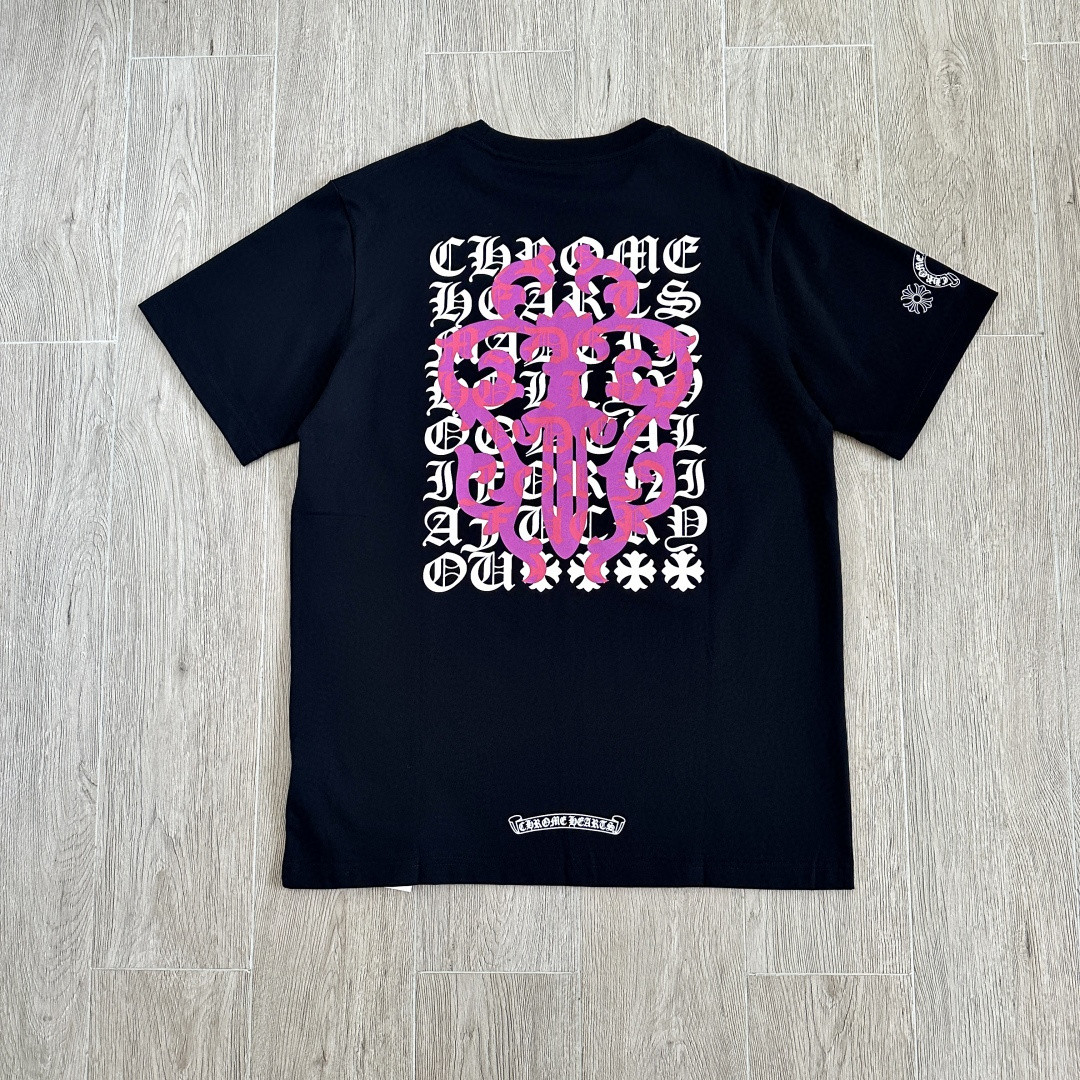Chrome Hearts CH 克罗心 紫色宝剑匕首满背字母圆领短袖 T恤 白色 黑色 A0  