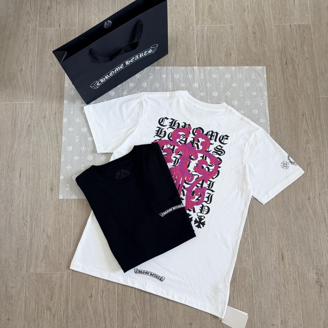 Chrome Hearts CH 克罗心 紫色宝剑匕首满背字母圆领短袖 T恤 白色 黑色 A0  