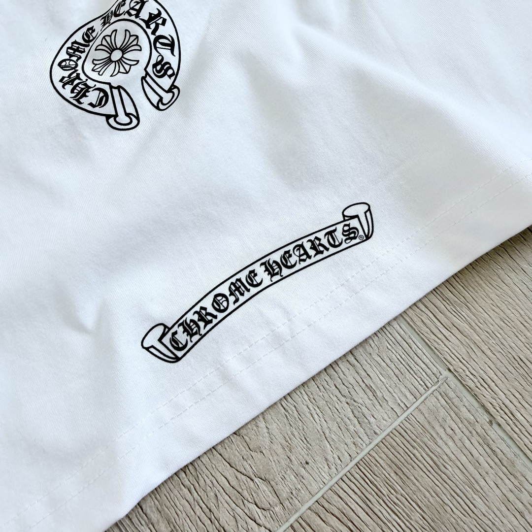 Chrome Hearts CH 克罗心 渐变马蹄logo圆领短袖 T恤 白色 黑色 A0  