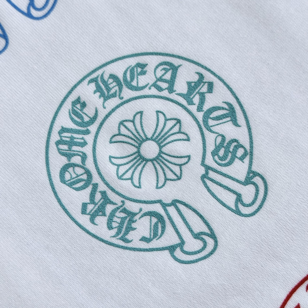 Chrome Hearts CH 克罗心 渐变马蹄logo圆领短袖 T恤 白色 黑色 A0  