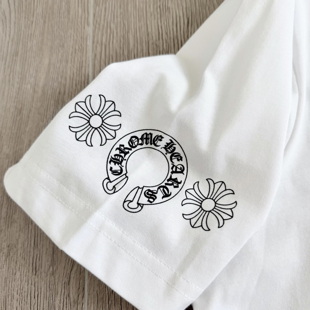 Chrome Hearts CH 克罗心 渐变马蹄logo圆领短袖 T恤 白色 黑色 A0  