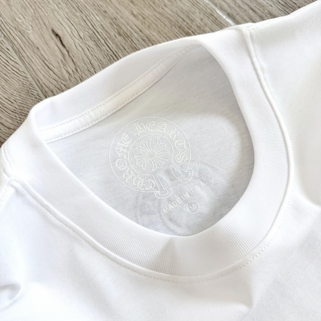 Chrome Hearts CH 克罗心 渐变马蹄logo圆领短袖 T恤 白色 黑色 A0  