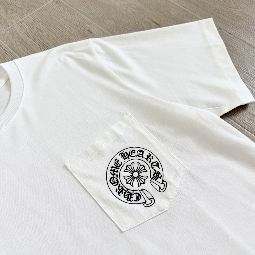 Chrome Hearts CH 克罗心 渐变马蹄logo圆领短袖 T恤 白色 黑色 A0  