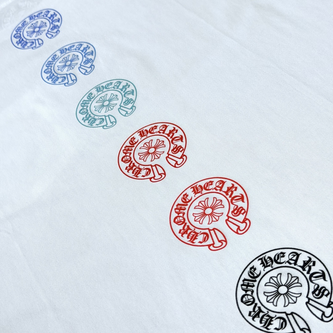 Chrome Hearts CH 克罗心 渐变马蹄logo圆领短袖 T恤 白色 黑色 A0  