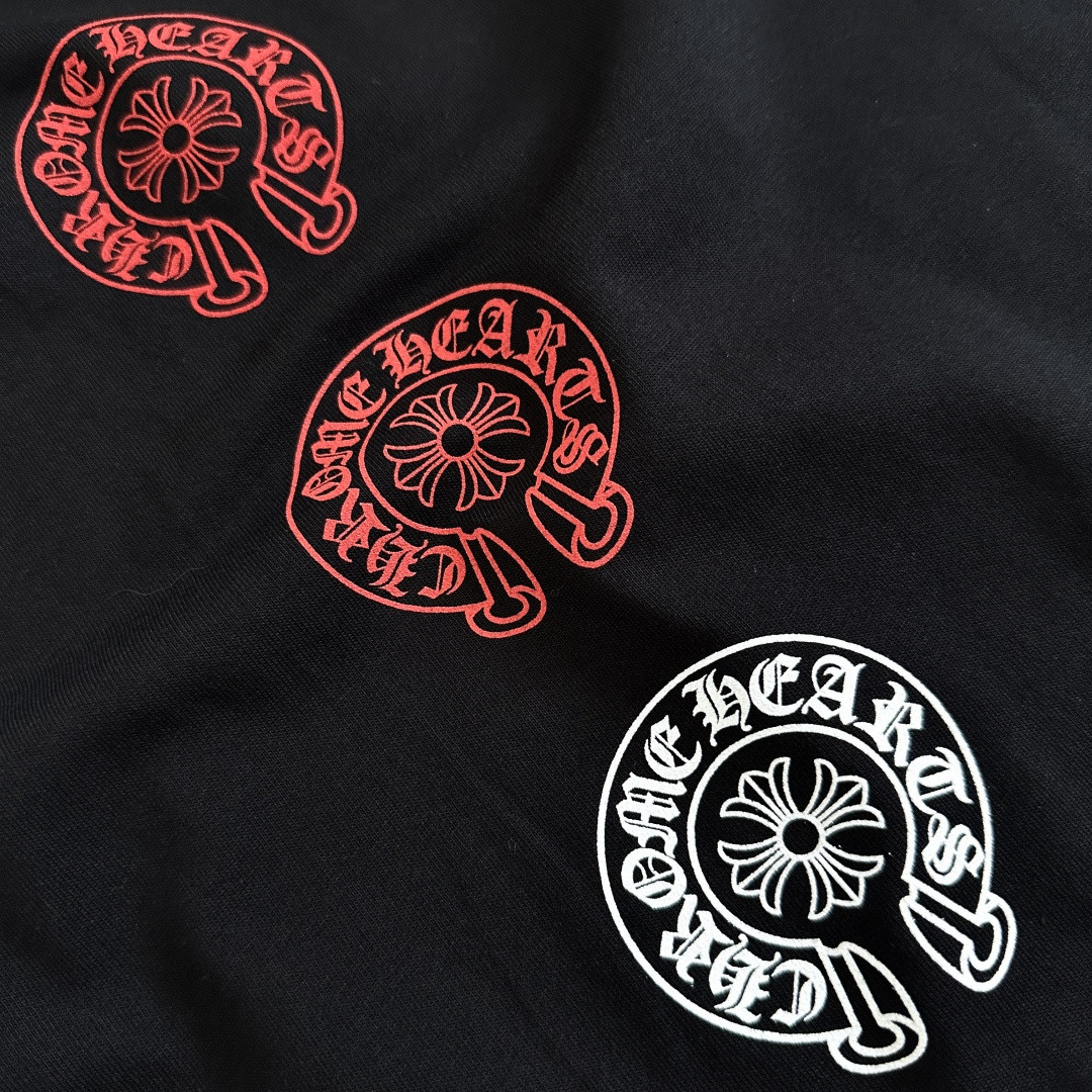 Chrome Hearts CH 克罗心 渐变马蹄logo圆领短袖 T恤 白色 黑色 A0  
