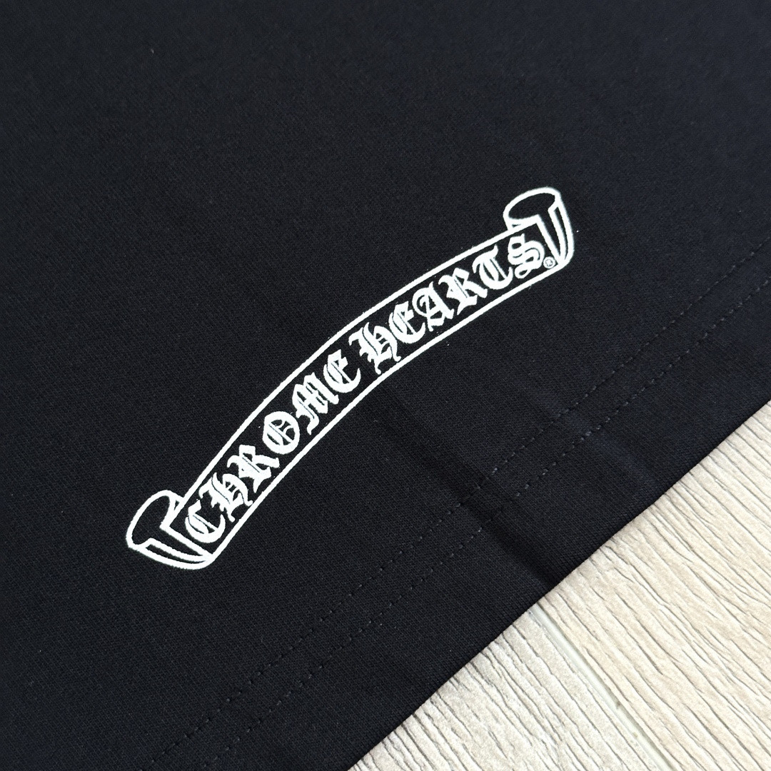 Chrome Hearts CH 克罗心 渐变马蹄logo圆领短袖 T恤 白色 黑色 A0  