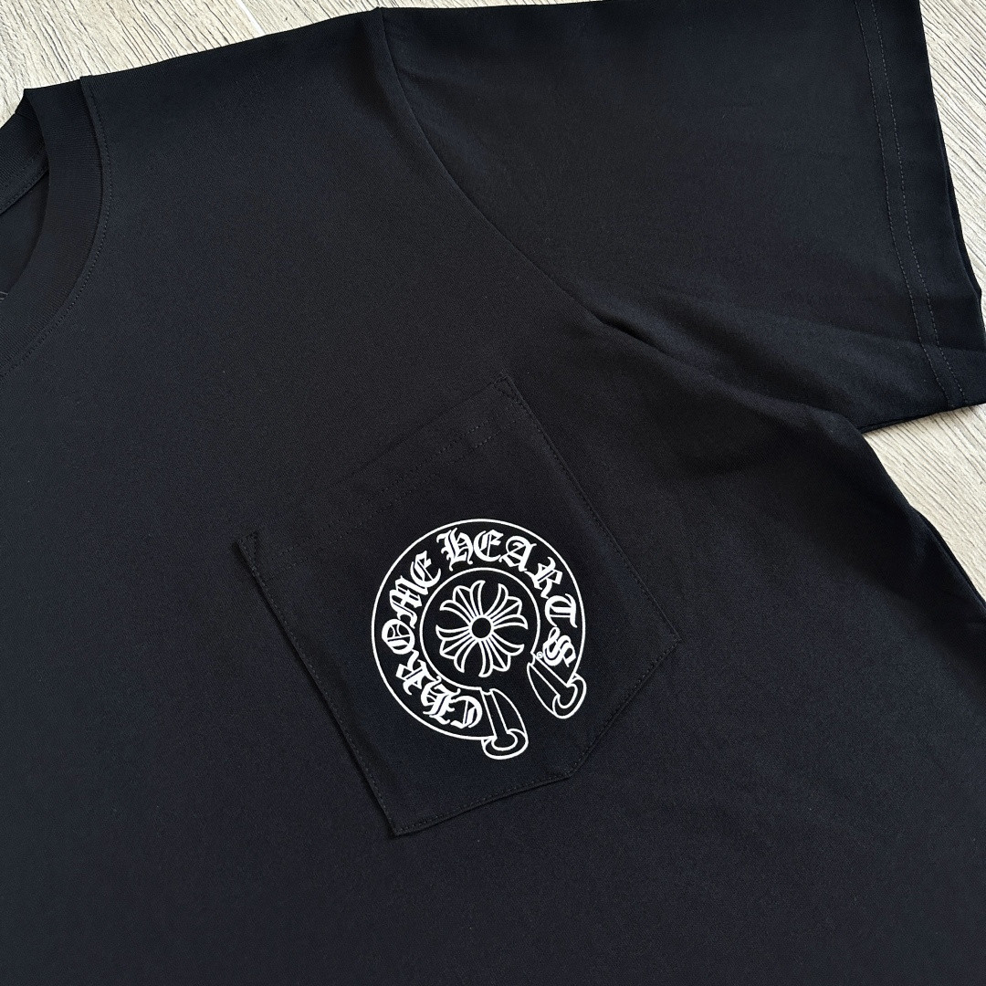 Chrome Hearts CH 克罗心 渐变马蹄logo圆领短袖 T恤 白色 黑色 A0  