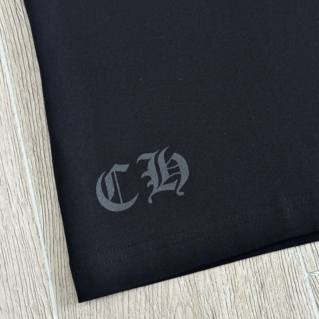 Chrome Hearts CH 克罗心 渐变马蹄logo圆领短袖 T恤 白色 黑色 A0  
