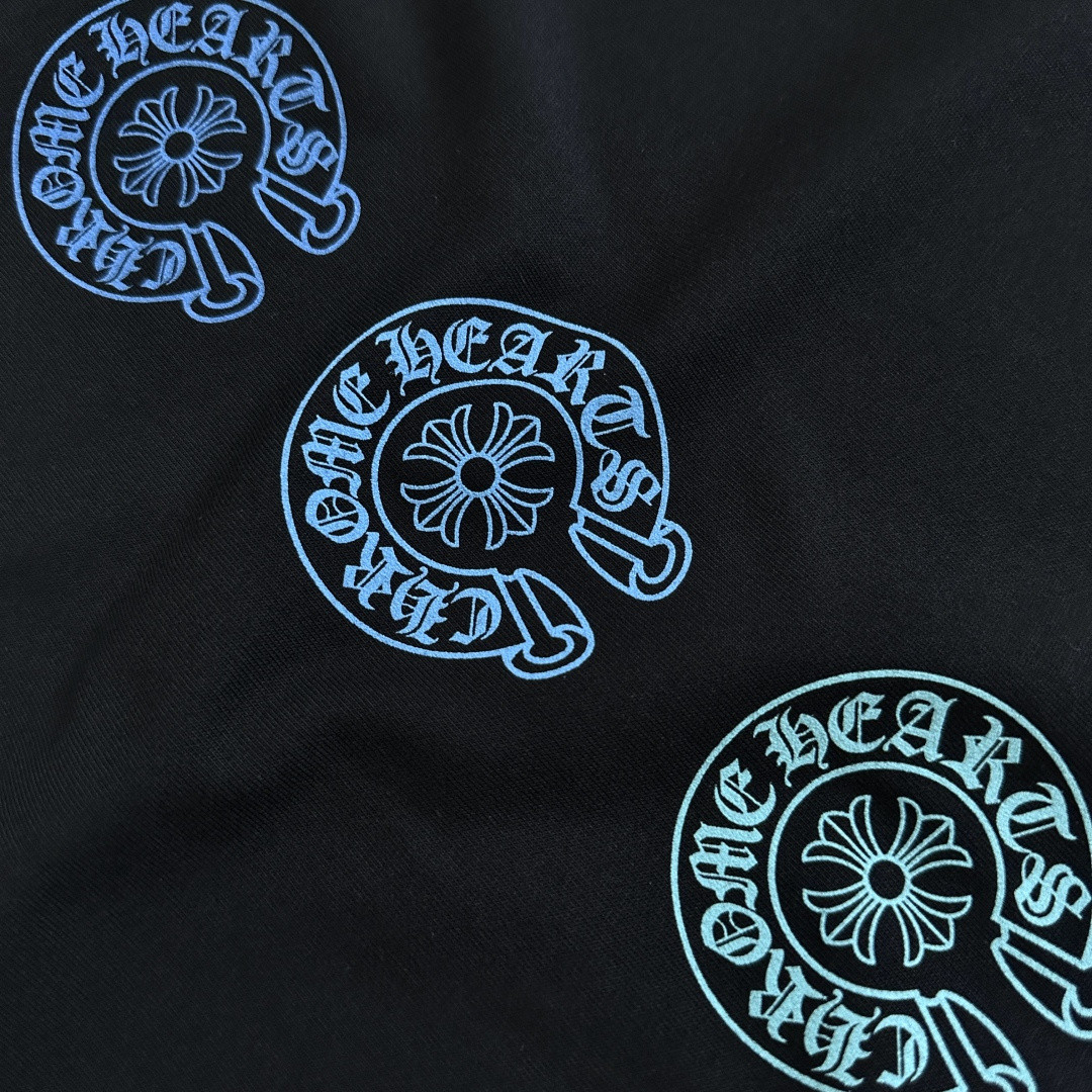 Chrome Hearts CH 克罗心 渐变马蹄logo圆领短袖 T恤 白色 黑色 A0  