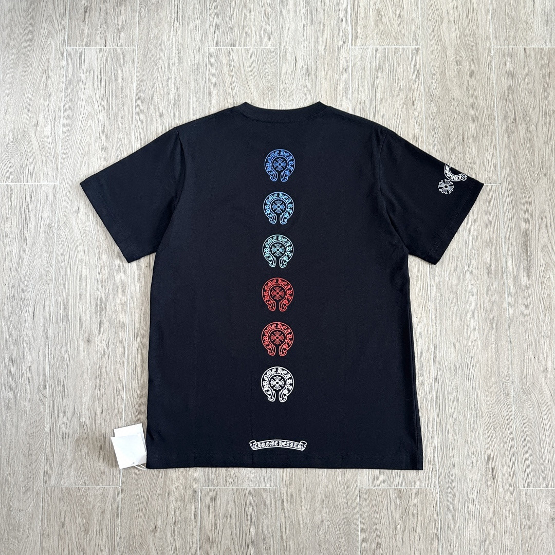 Chrome Hearts CH 克罗心 渐变马蹄logo圆领短袖 T恤 白色 黑色 A0  