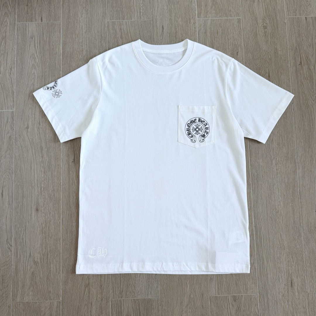 Chrome Hearts CH 克罗心 渐变马蹄logo圆领短袖 T恤 白色 黑色 A0  