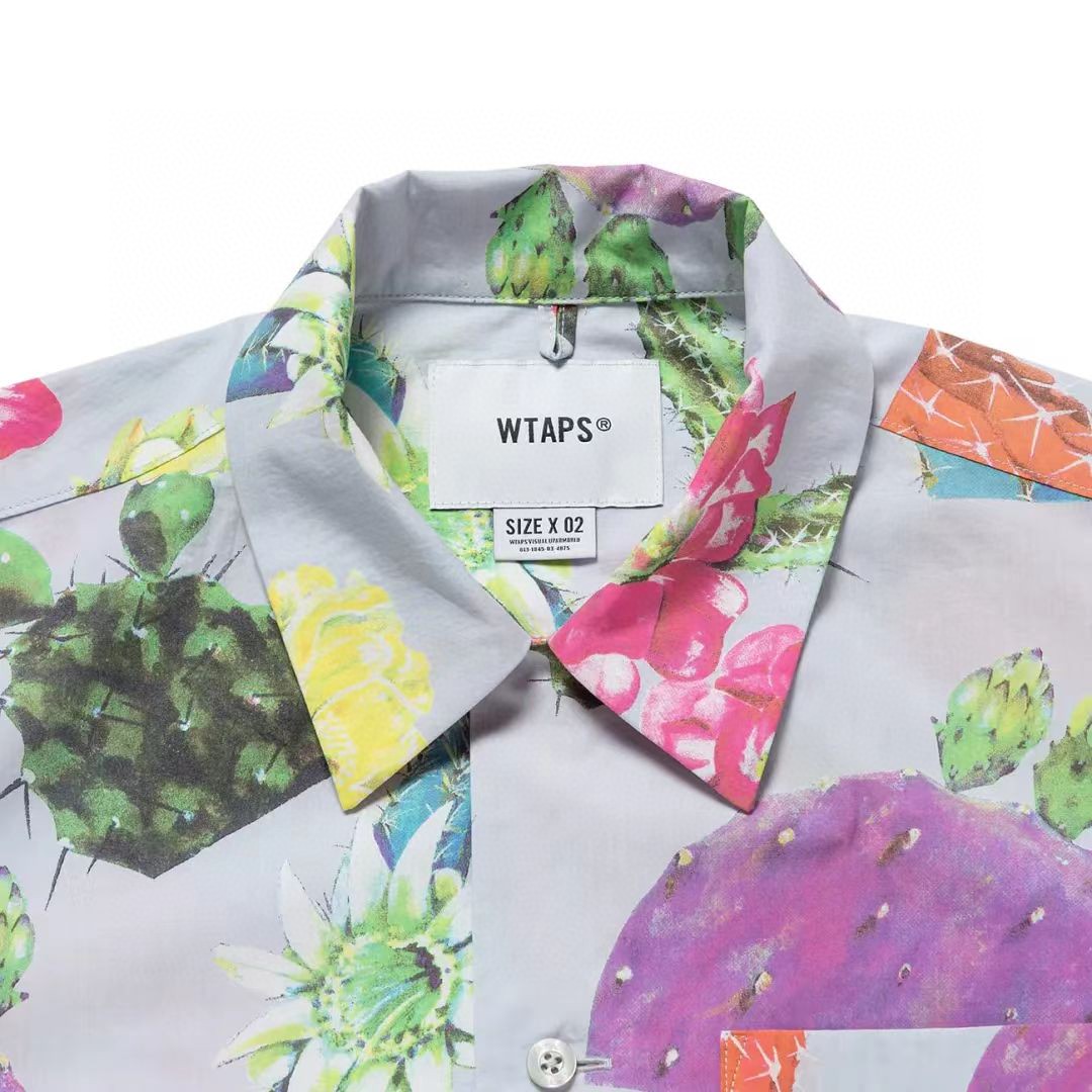 WTAPS 夏威夷沙滩仙人掌印花古巴领衬衫 短袖 A0 241TQDT-SHM08