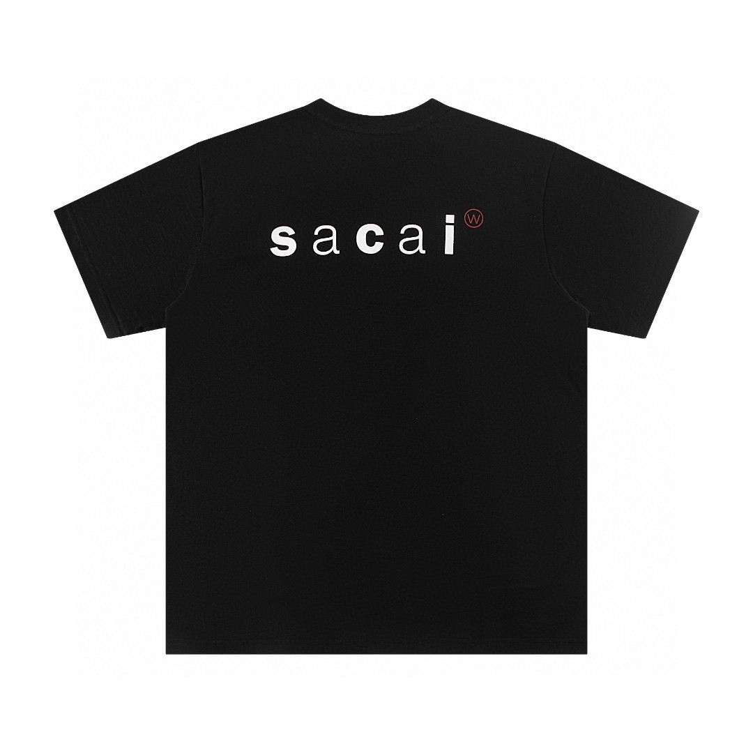 WTAPS Sacai 联名款 无口袋圆领短袖 T恤 白色 黑色 A0  