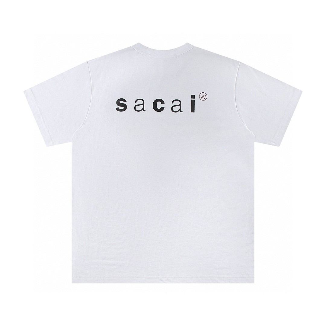 WTAPS Sacai 联名款 无口袋圆领短袖 T恤 白色 黑色 A0  