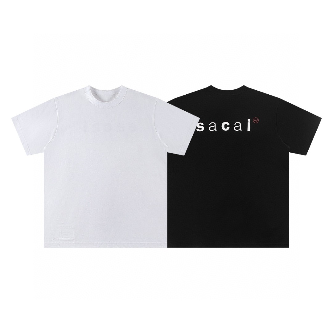 WTAPS Sacai 联名款 无口袋圆领短袖 T恤 白色 黑色 A0  