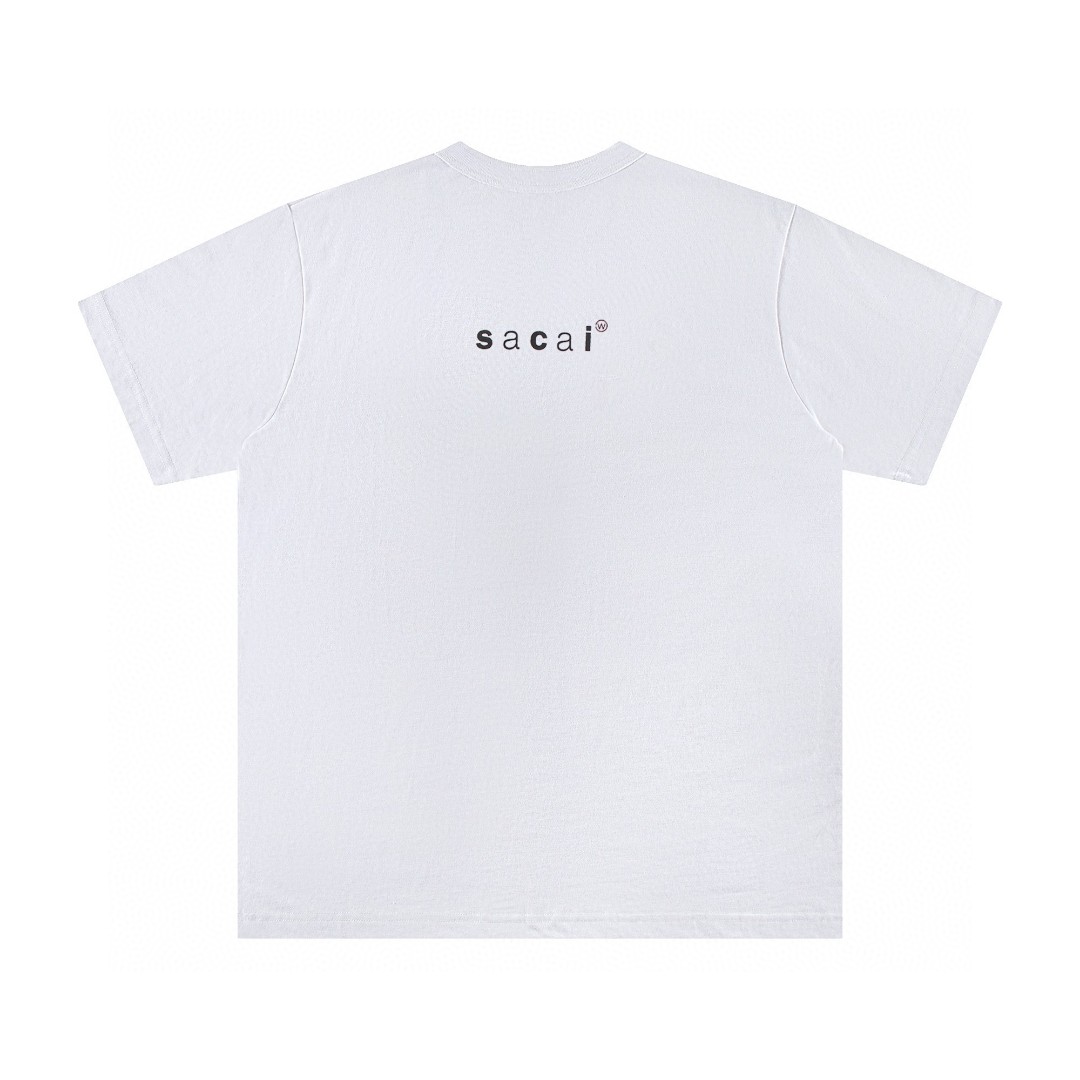 WTAPS Sacai 联名款 口袋圆领短袖 T恤 白色 黑色 A0  