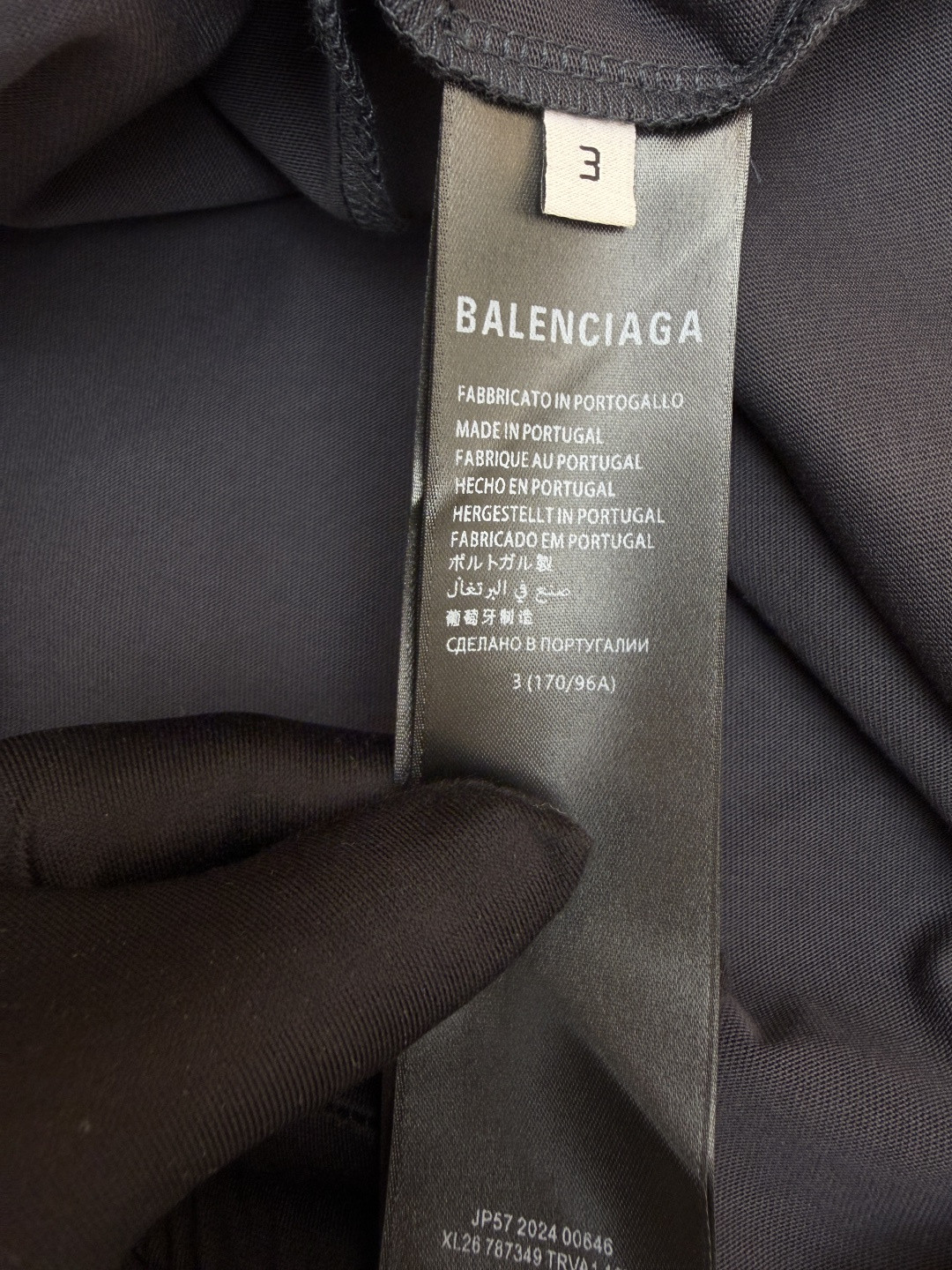 Balenciaga 巴黎世家 裂纹字母印花短袖 T恤 圆领 夏季 黑灰色 A0 764235TUVK81000