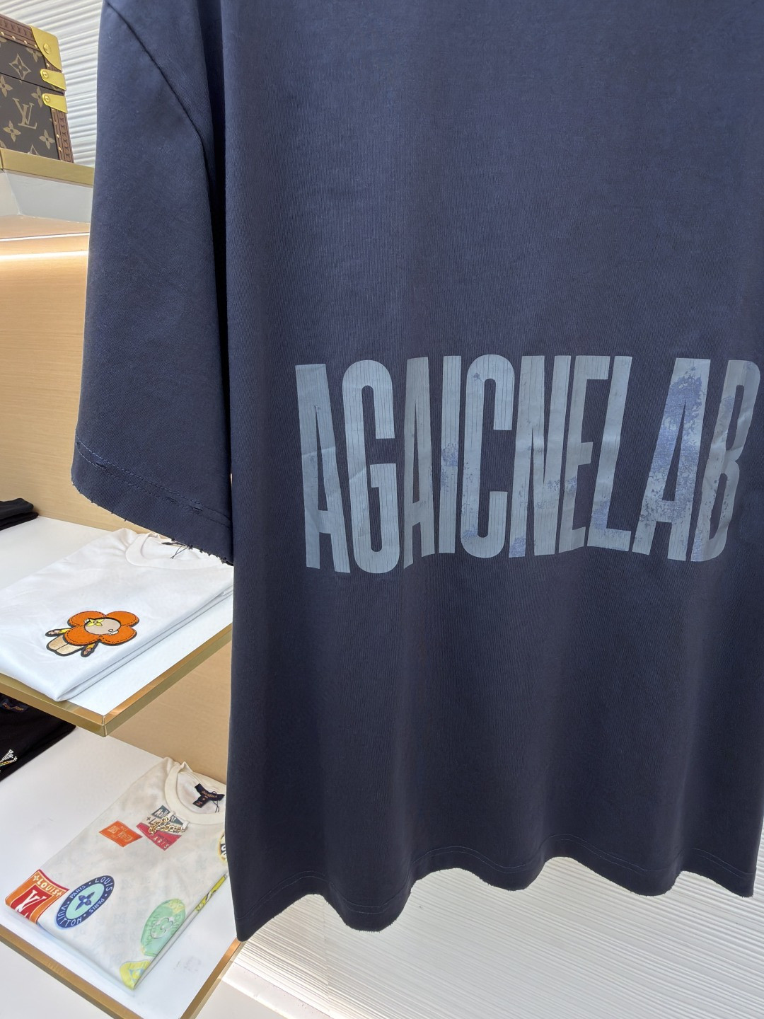 Balenciaga 巴黎世家 裂纹字母印花短袖 T恤 圆领 夏季 黑灰色 A0 764235TUVK81000