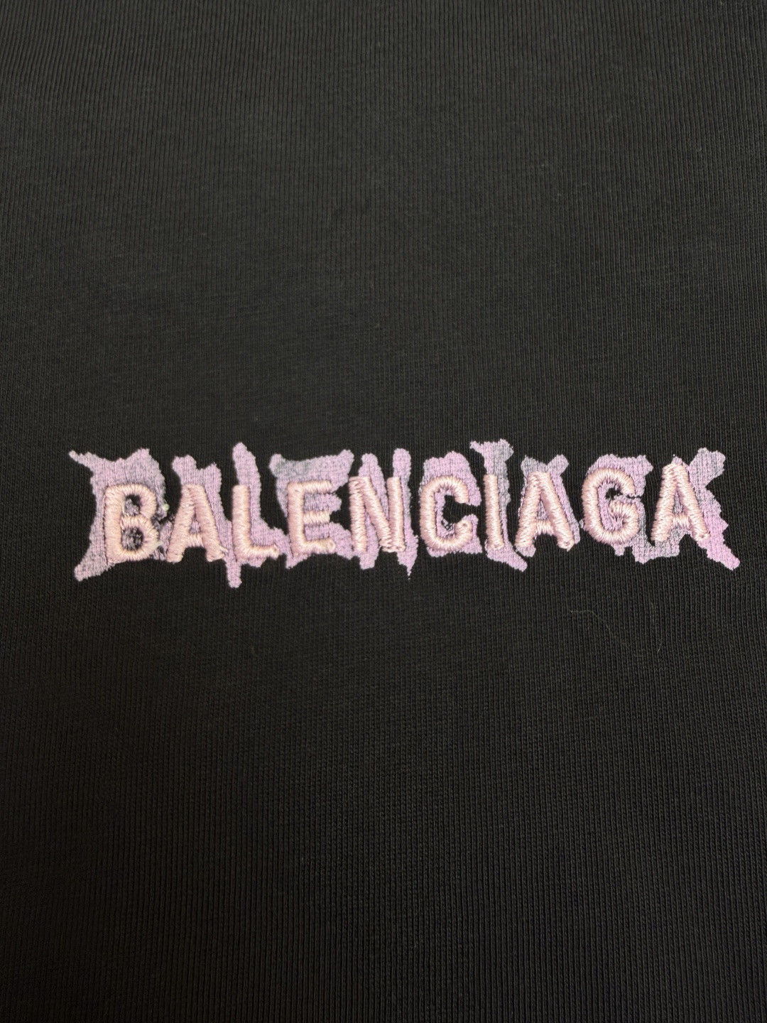 Balenciaga 巴黎世家 粉色印绣短袖 T恤 圆领 夏季 黑色 A0 764235TUVK81000