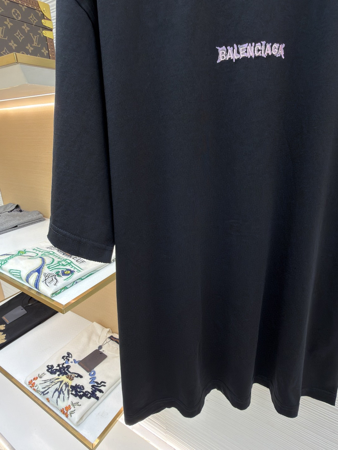 Balenciaga 巴黎世家 粉色印绣短袖 T恤 圆领 夏季 黑色 A0 764235TUVK81000