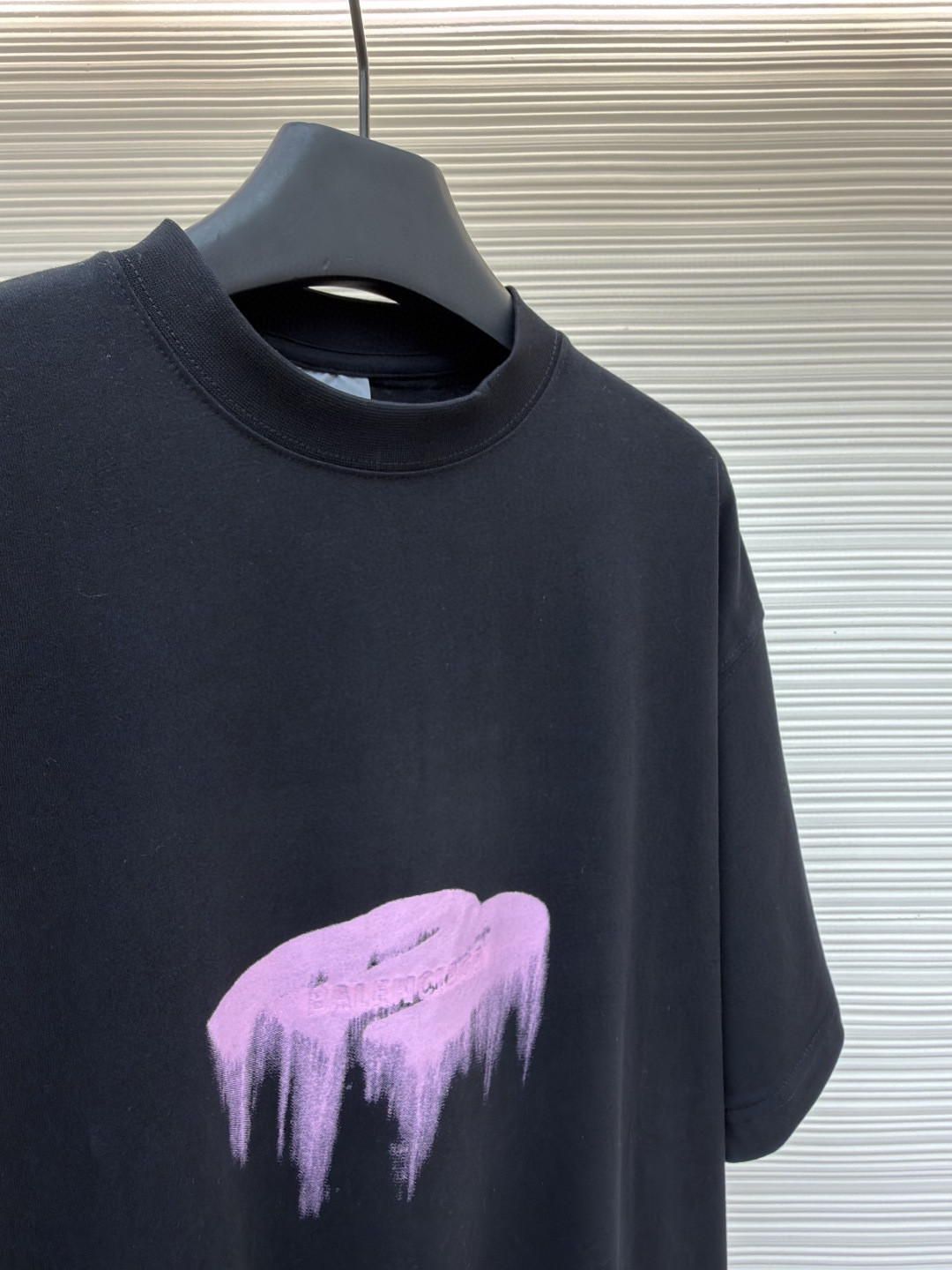 Balenciaga 巴黎世家 液化印绣短袖 T恤 圆领 夏季 黑色 A0 850345TUVJ81000