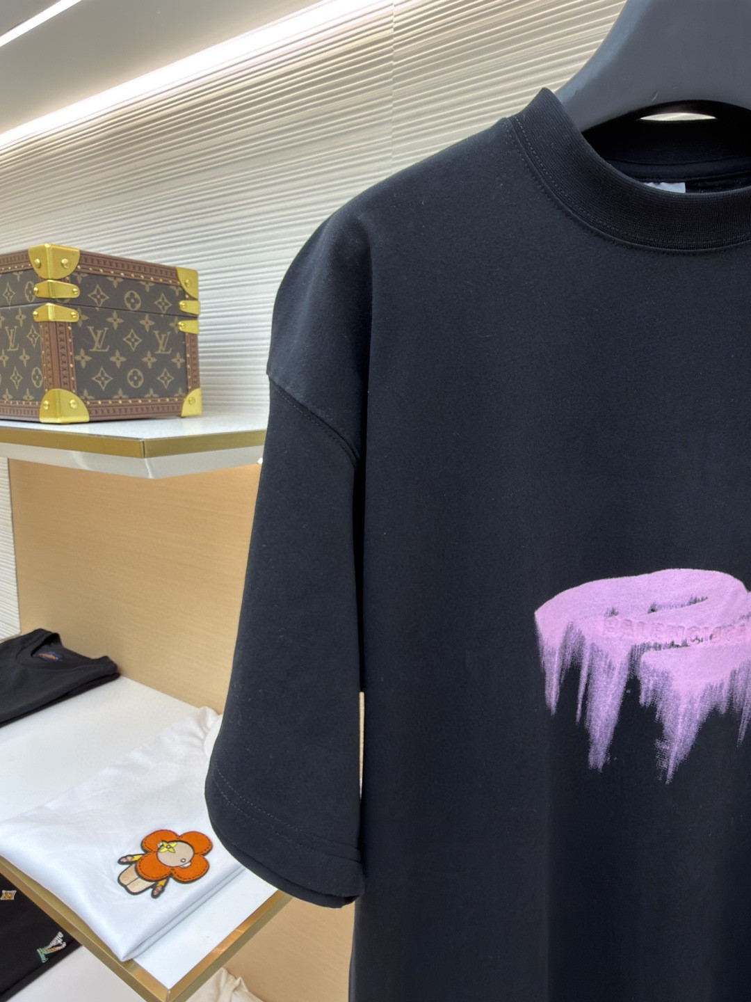 Balenciaga 巴黎世家 液化印绣短袖 T恤 圆领 夏季 黑色 A0 850345TUVJ81000