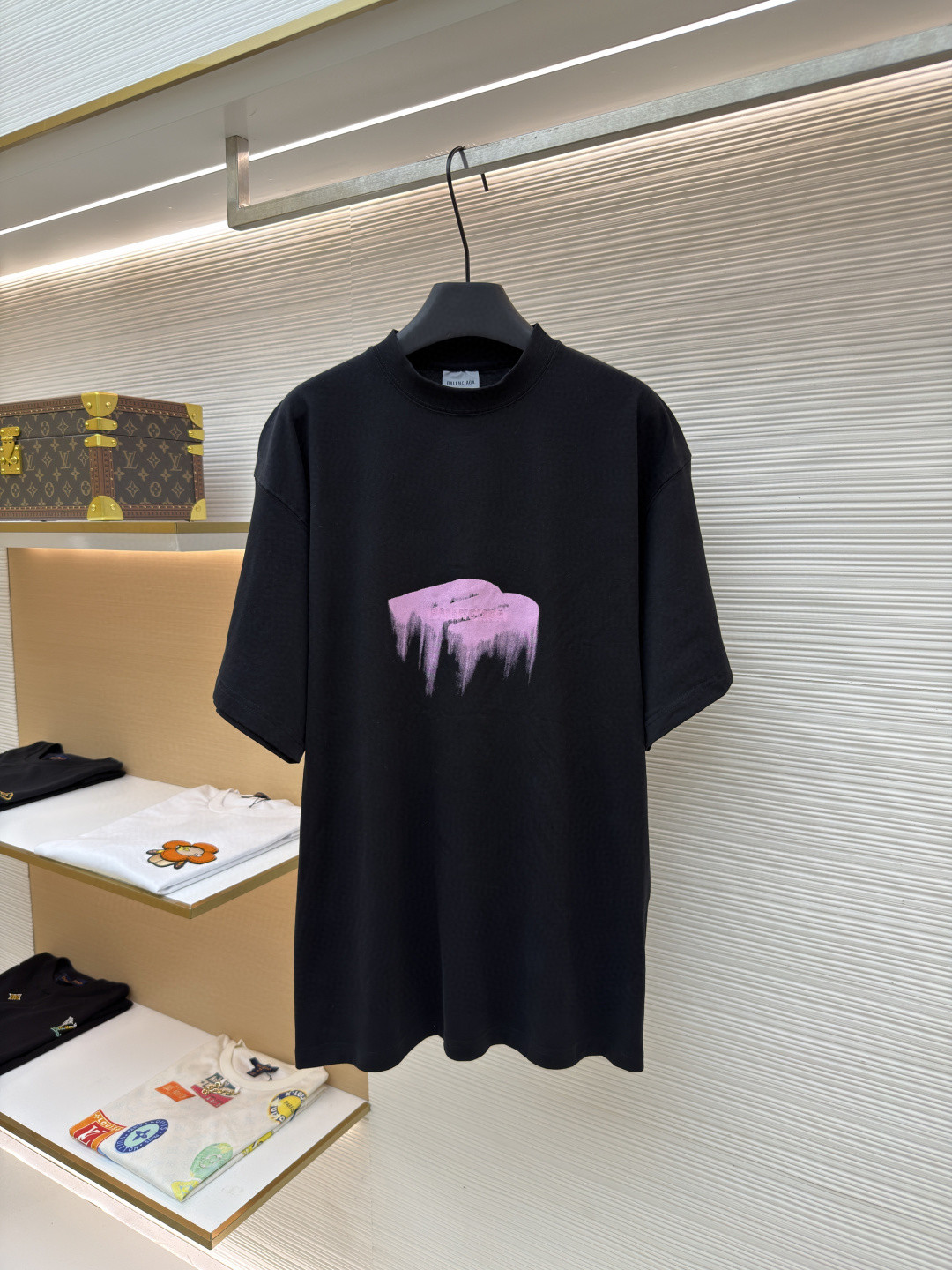 Balenciaga 巴黎世家 液化印绣短袖 T恤 圆领 夏季 黑色 A0 850345TUVJ81000