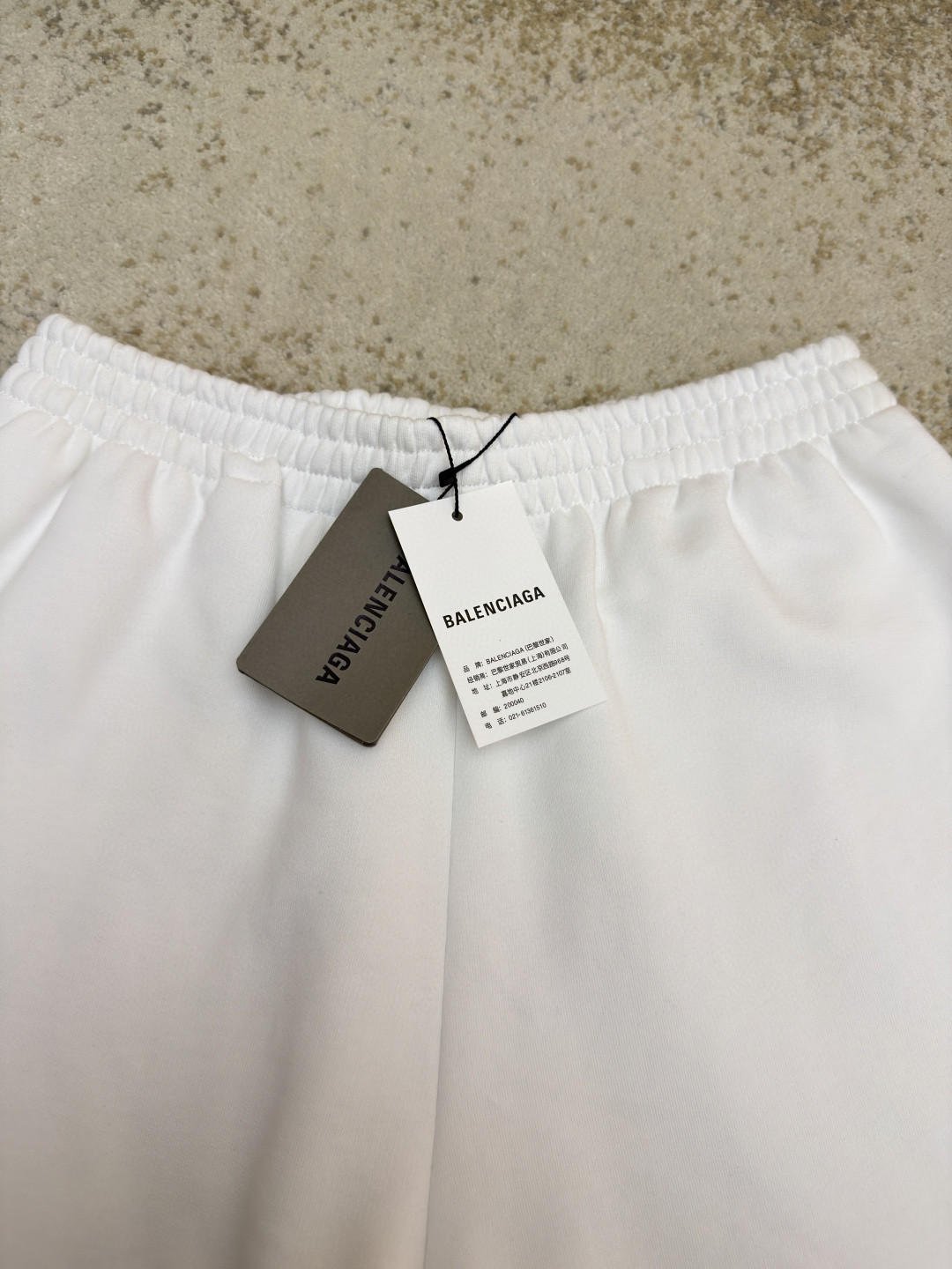 Balenciaga 巴黎世家 液化印绣松紧腰短裤 休闲裤 运动裤 夏季 白色 A5 826385TUVJ99000