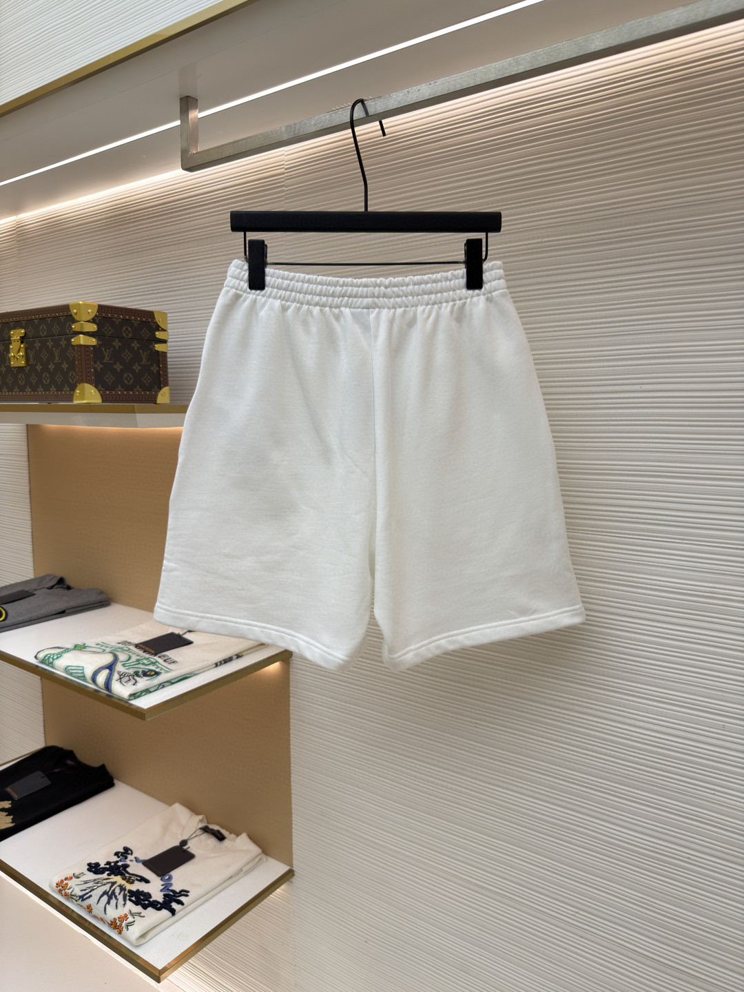 Balenciaga 巴黎世家 液化印绣松紧腰短裤 休闲裤 运动裤 夏季 白色 A5 826385TUVJ99000