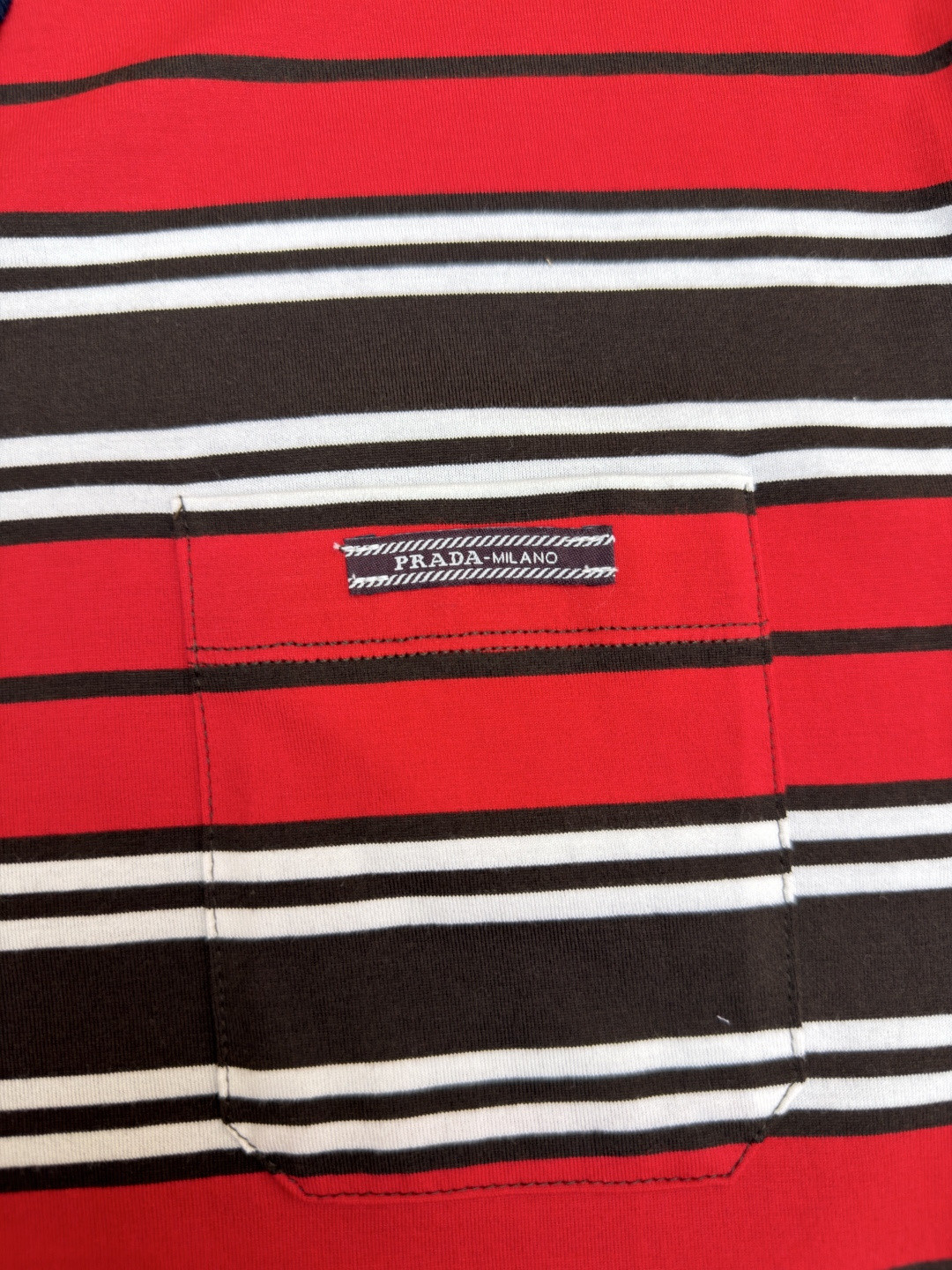 PRADA 普拉达 撞色条纹圆领短袖 T恤 夏季 红色 A0 39610-16XT-F0791-S-OOO