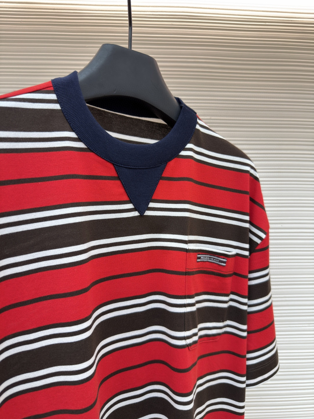 PRADA 普拉达 撞色条纹圆领短袖 T恤 夏季 红色 A0 39610-16XT-F0791-S-OOO