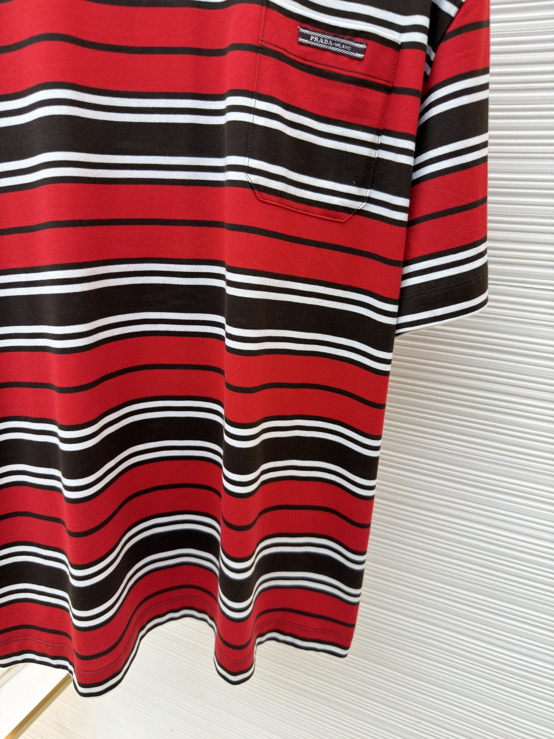 PRADA 普拉达 撞色条纹圆领短袖 T恤 夏季 红色 A0 39610-16XT-F0791-S-OOO