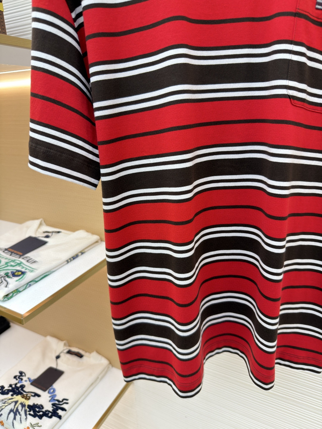 PRADA 普拉达 撞色条纹圆领短袖 T恤 夏季 红色 A0 39610-16XT-F0791-S-OOO