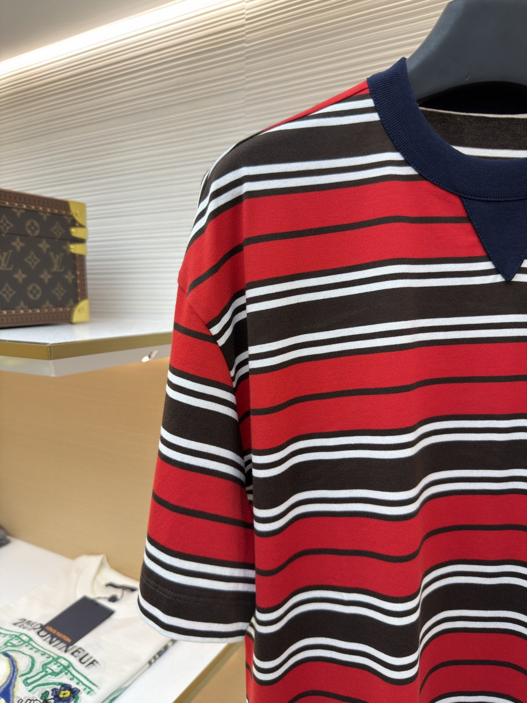 PRADA 普拉达 撞色条纹圆领短袖 T恤 夏季 红色 A0 39610-16XT-F0791-S-OOO