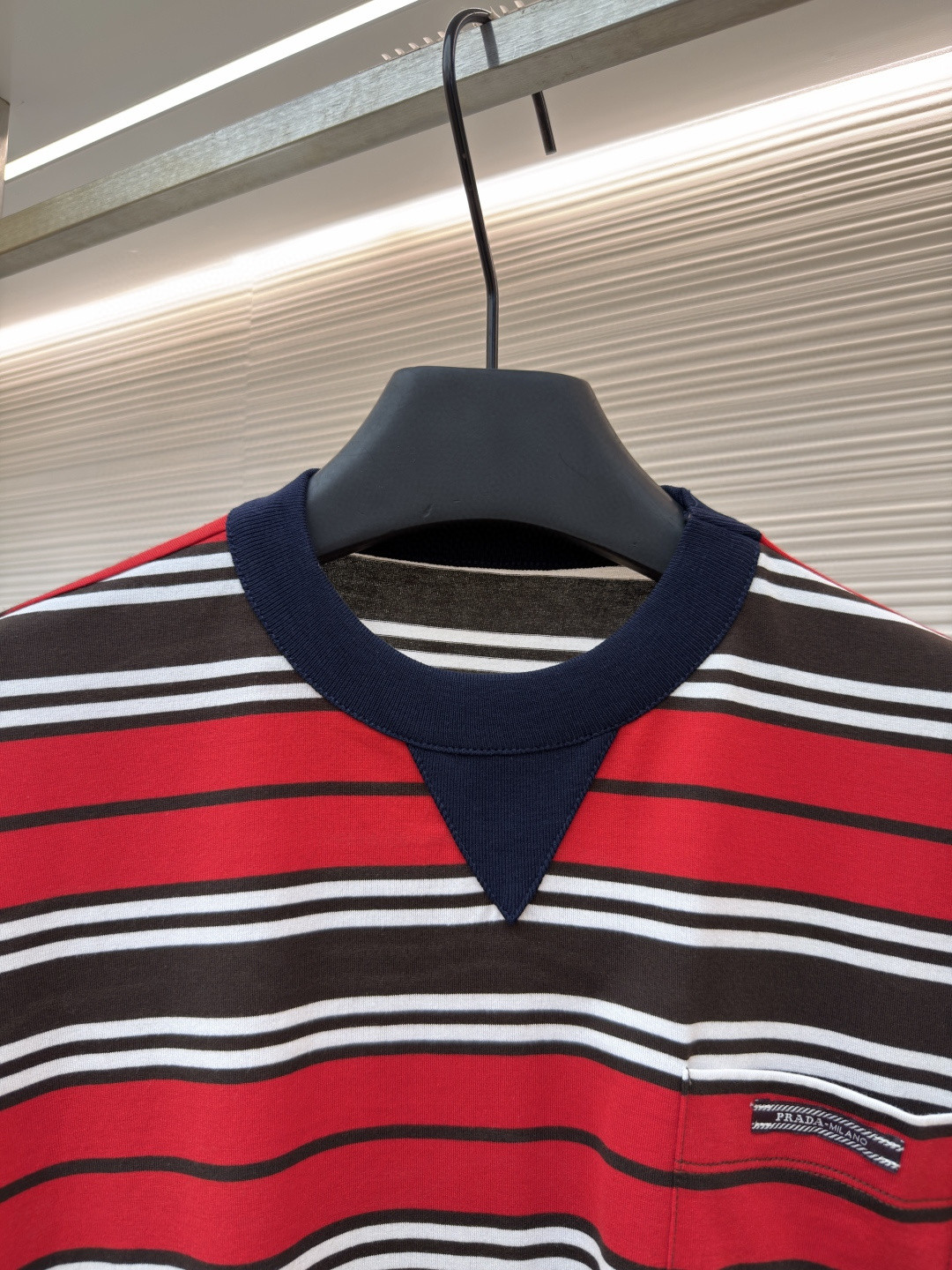 PRADA 普拉达 撞色条纹圆领短袖 T恤 夏季 红色 A0 39610-16XT-F0791-S-OOO