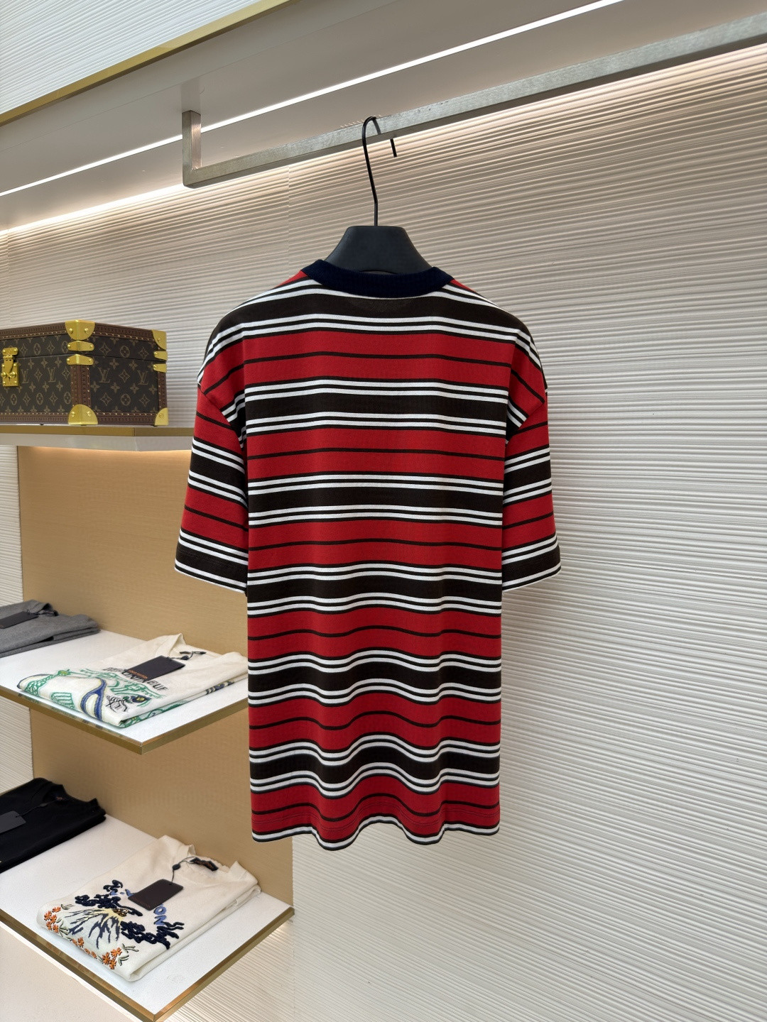 PRADA 普拉达 撞色条纹圆领短袖 T恤 夏季 红色 A0 39610-16XT-F0791-S-OOO