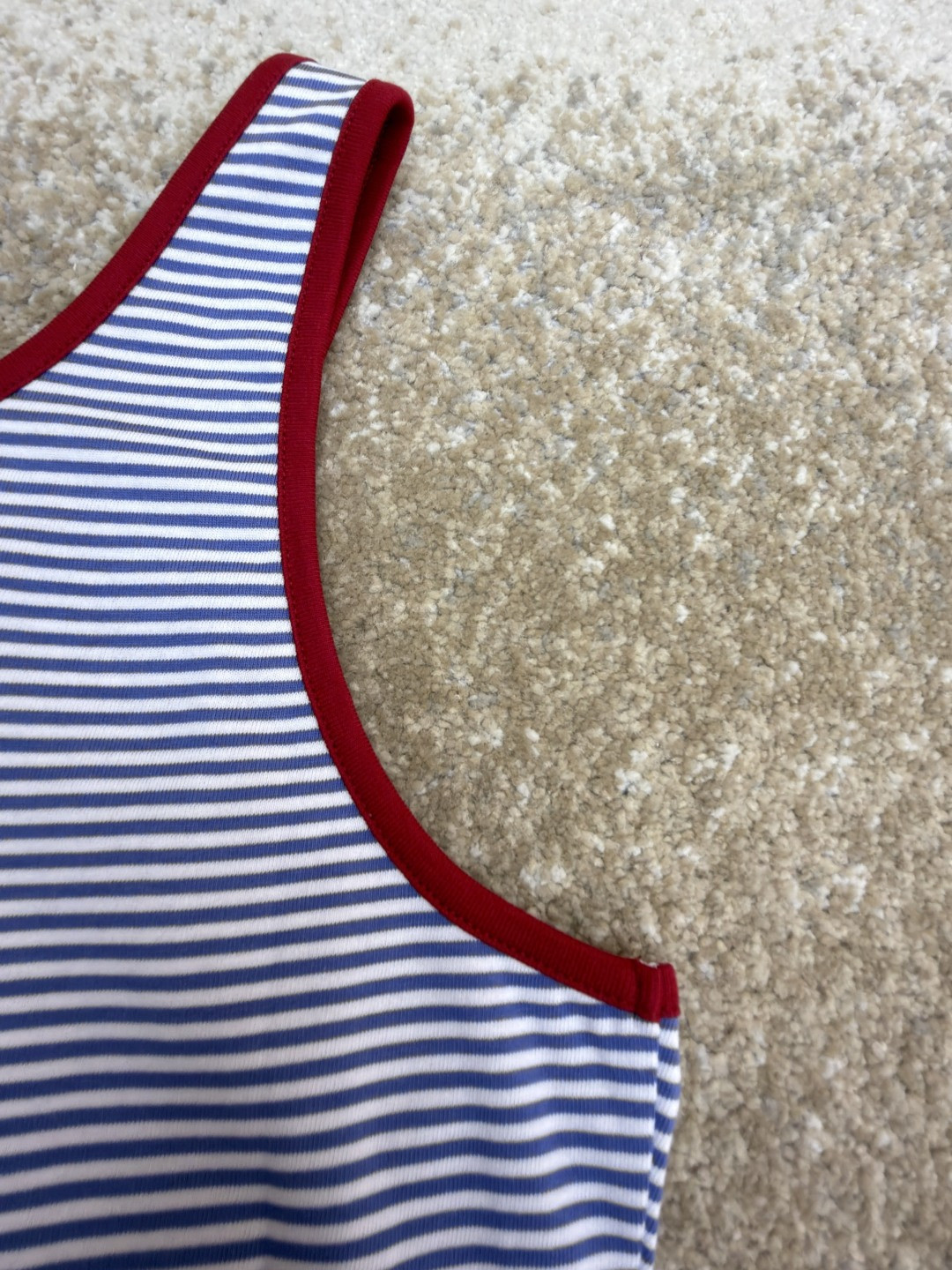 PRADA 普拉达 撞色条纹棉质背心 短袖 T恤 女款 夏季 蓝色 A0 39659-186H-F0X36-S-OOO