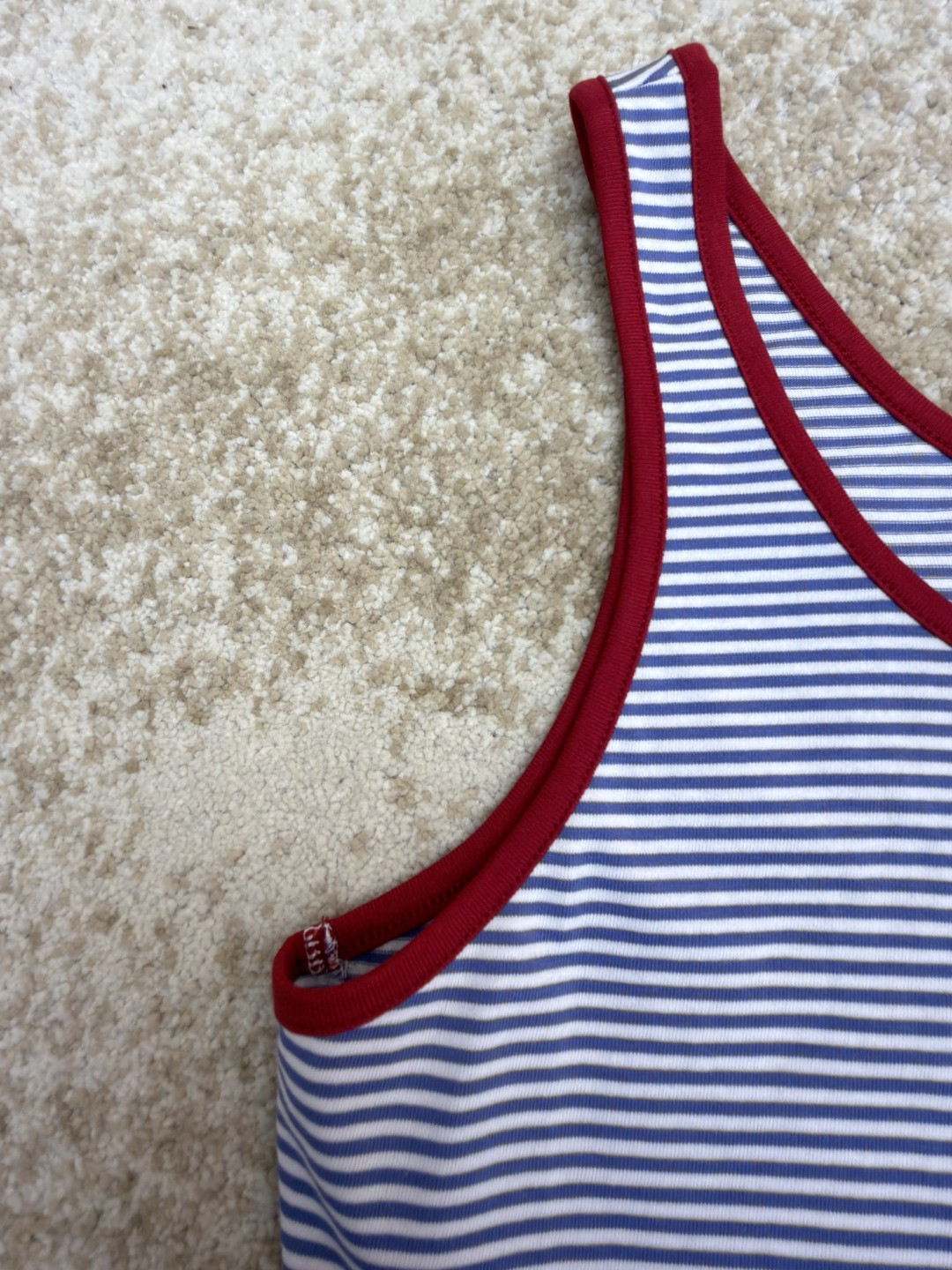 PRADA 普拉达 撞色条纹棉质背心 短袖 T恤 女款 夏季 蓝色 A0 39659-186H-F0X36-S-OOO