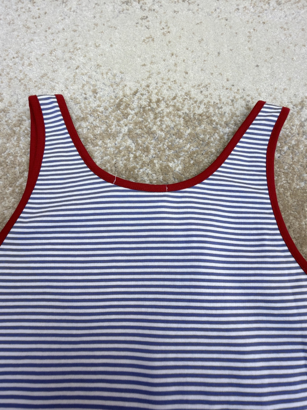 PRADA 普拉达 撞色条纹棉质背心 短袖 T恤 女款 夏季 蓝色 A0 39659-186H-F0X36-S-OOO