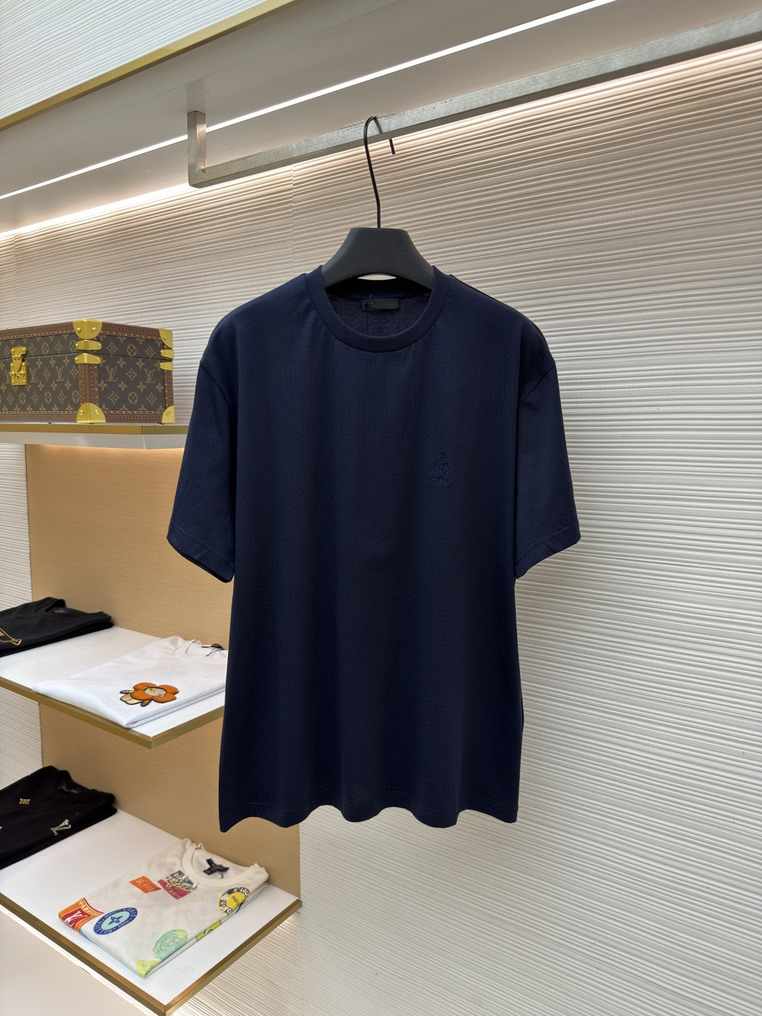 PRADA 普拉达 校徽绣花圆领短袖 T恤 白色 蓝色 黑色 A0