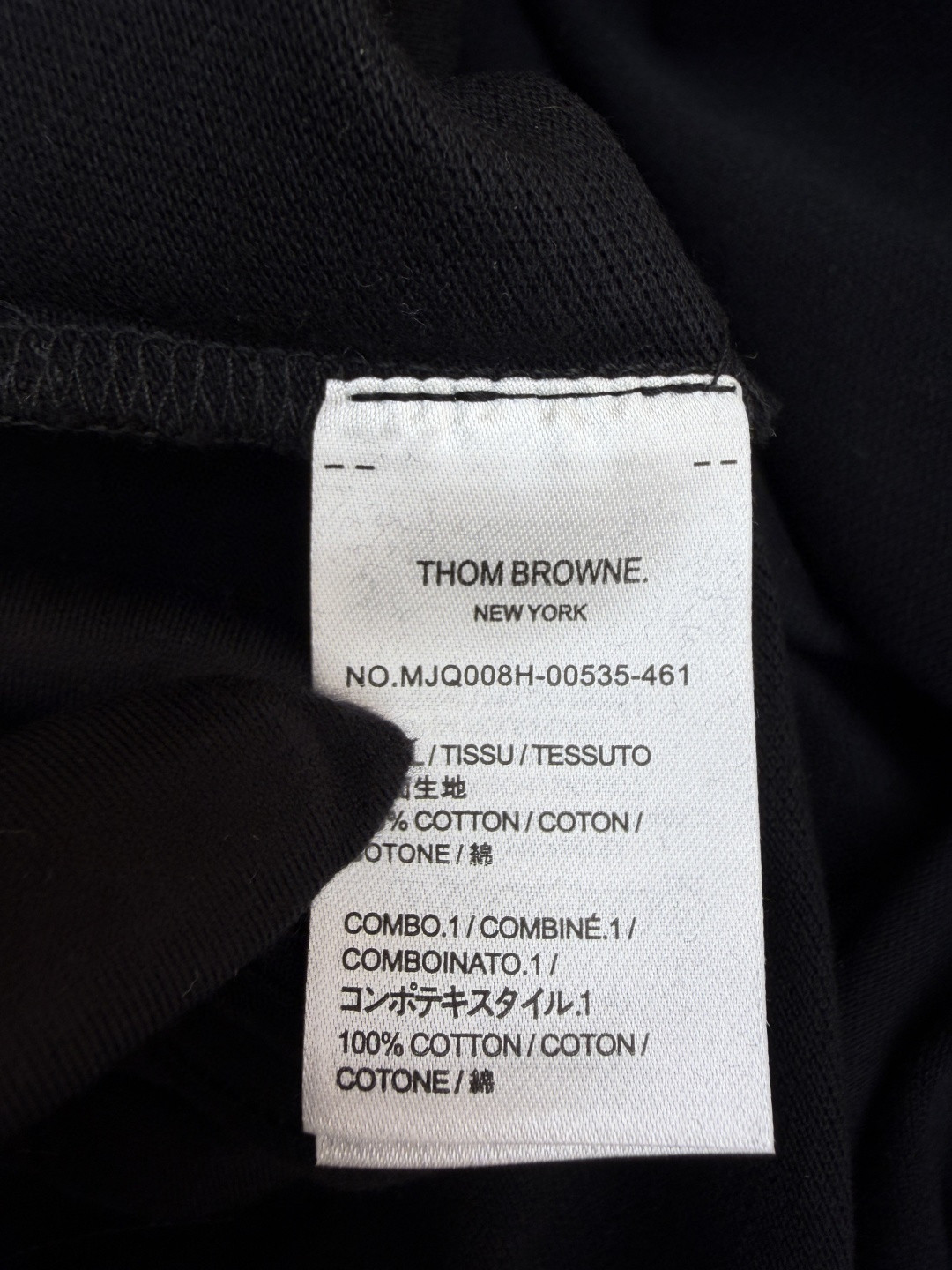 THOM BROWNE 珠地棉针织圆领短袖 T恤 黑色 藏蓝色 灰色 白色 A5 