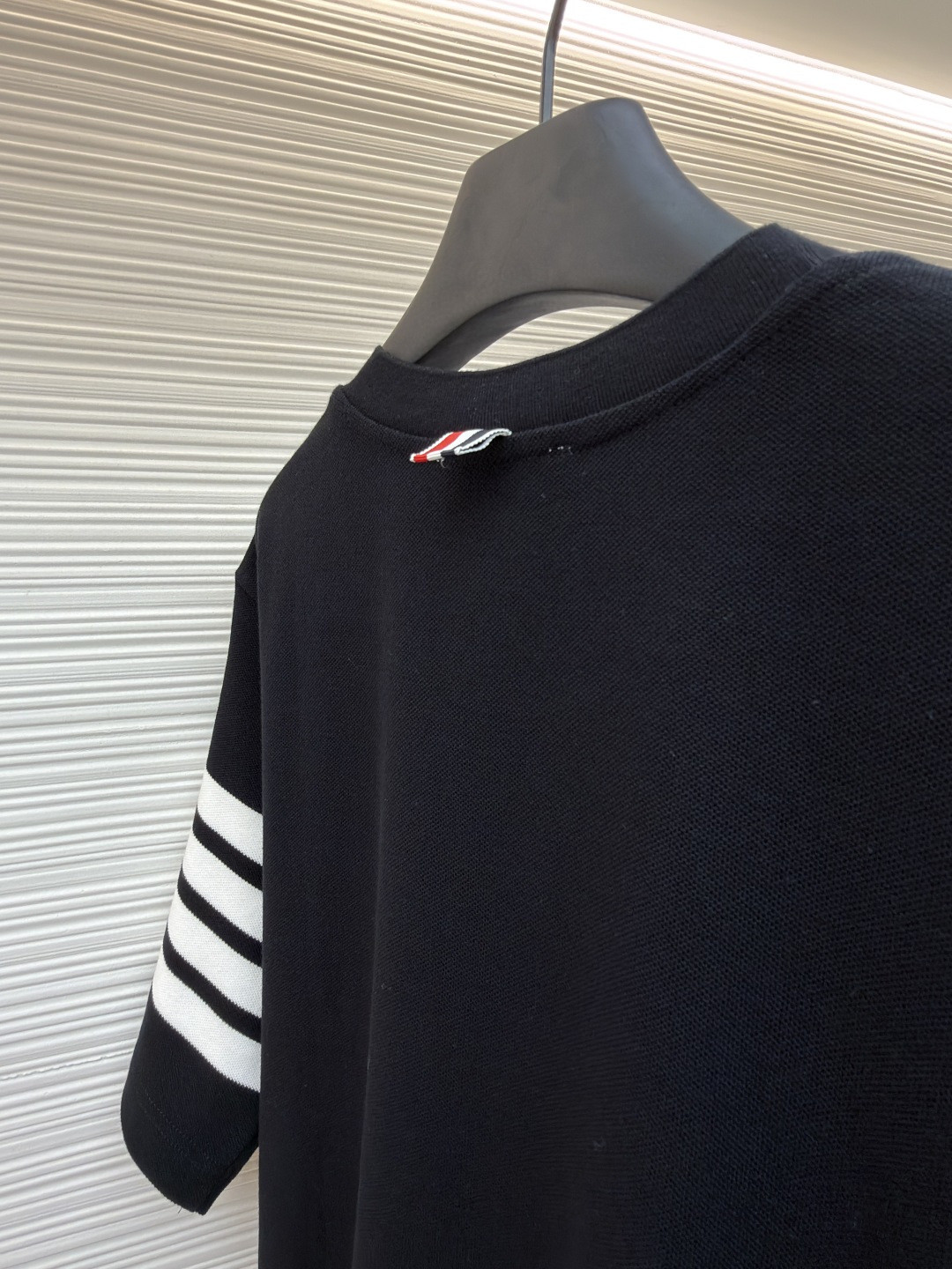 THOM BROWNE 珠地棉针织圆领短袖 T恤 黑色 藏蓝色 灰色 白色 A5 