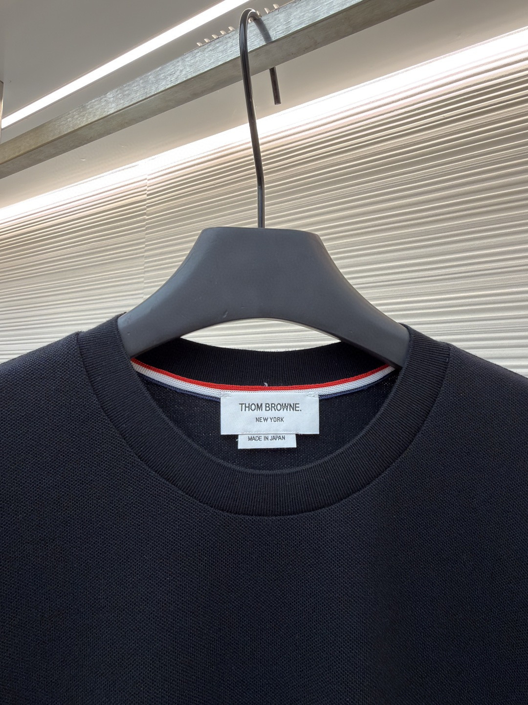 THOM BROWNE 珠地棉针织圆领短袖 T恤 黑色 藏蓝色 灰色 白色 A5 