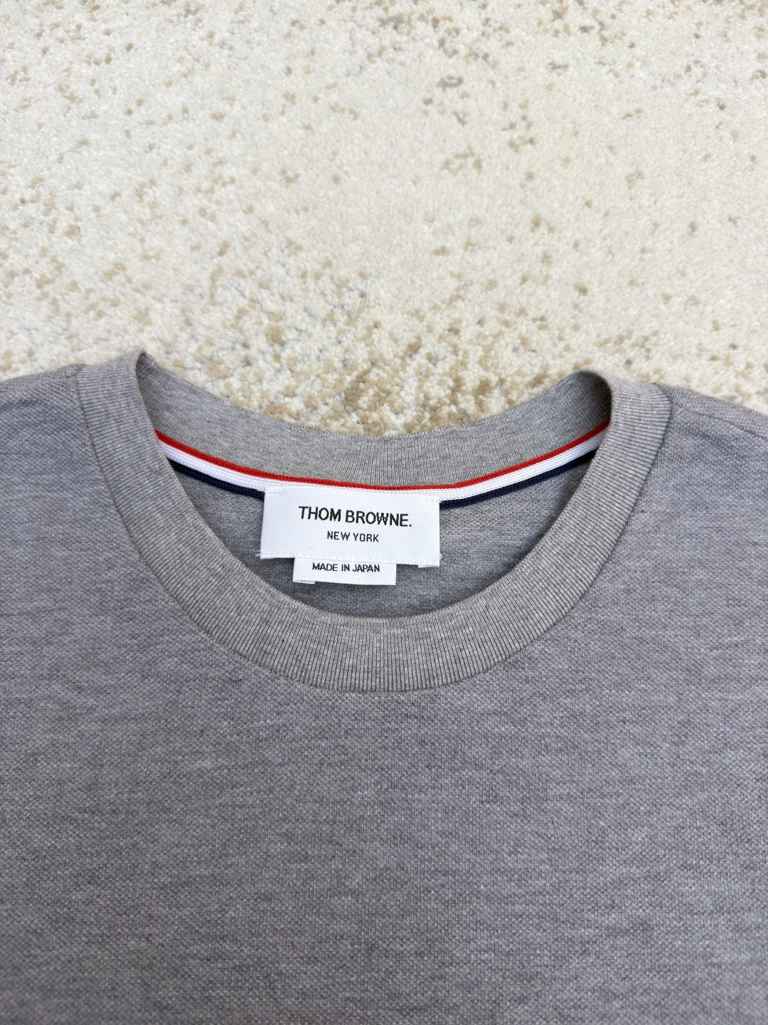 THOM BROWNE 珠地棉针织圆领短袖 T恤 黑色 藏蓝色 灰色 白色 A5 